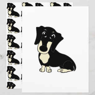 dachshund svart och kräm tecknad skrapbokspapper