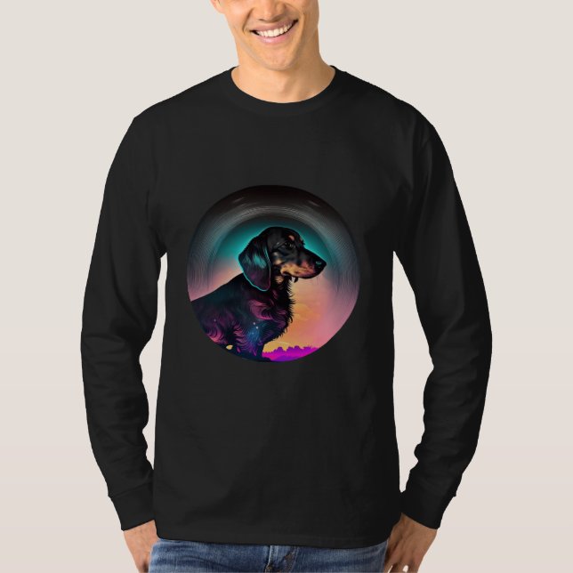 Dachshund Synthwave 80s Retrowave Aesthetic  2 T Shirt (Framsida)