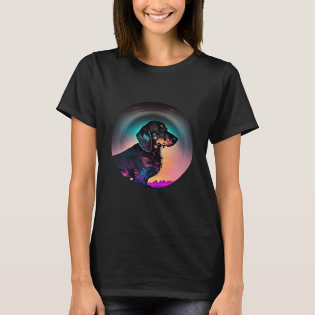 Dachshund Synthwave 80s Retrowave Aesthetic  2 T Shirt (Framsida)
