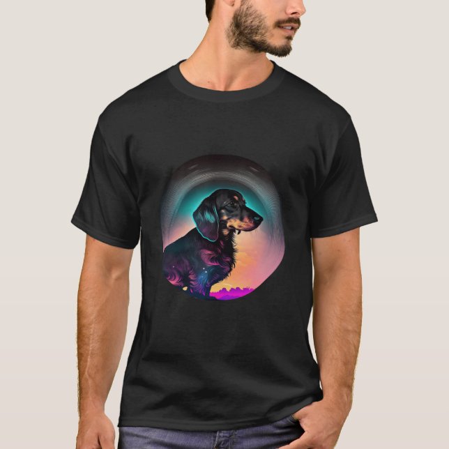 Dachshund Synthwave 80s Retrowave Aesthetic  2 T Shirt (Framsida)