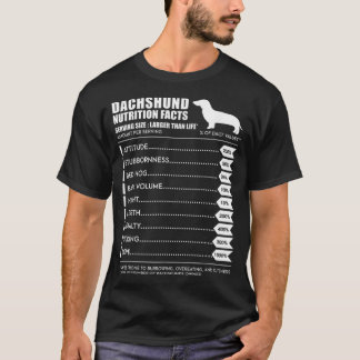Dachshund T Shirt - Weiner Hund Nutrition Facts Sh