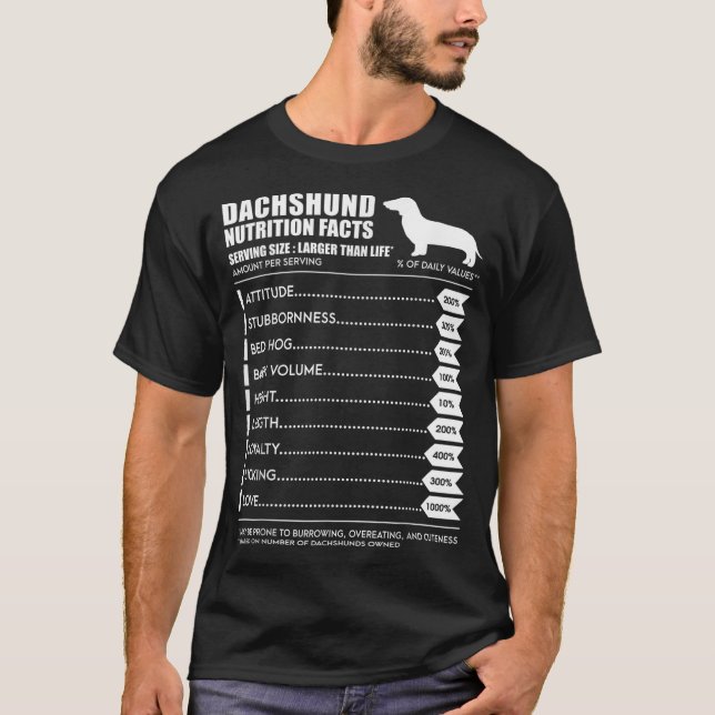 Dachshund T Shirt - Weiner Hund Nutrition Facts Sh (Framsida)