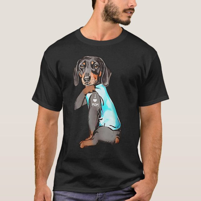 Dachshund Tatto Mamma Wiener Hund Pet Mamma T Shirt (Framsida)