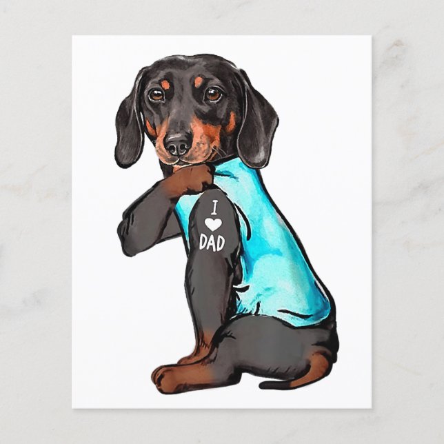 Dachshund Tattoo I Kärlek Pappa Rolig hund Dachshu Flygblad (Framsidan)
