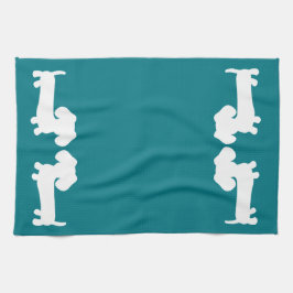 Dachshund Teal Dish Towel Wiener Hund & Pappor Kökshandduk