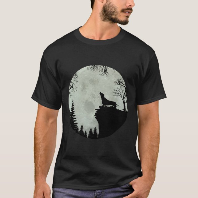 Dachshund Teckel Dachshund Måne T Shirt (Framsida)