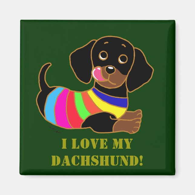Dachshund Tecknad 2 Magnet (Framsidan)
