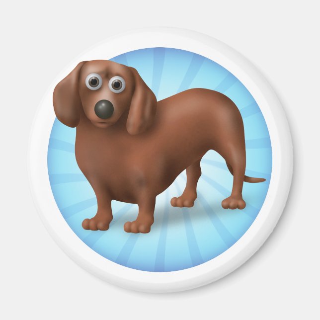 Dachshund Tecknad Magnet (Framsidan)
