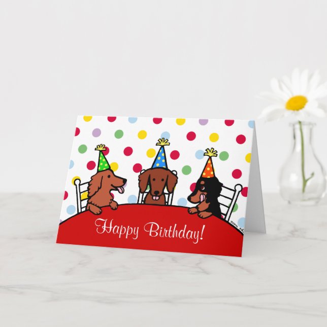 Dachshund Tecknad Polka Dot Kort (Liten växt)