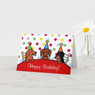 Dachshund Tecknad Polka Dot Kort
