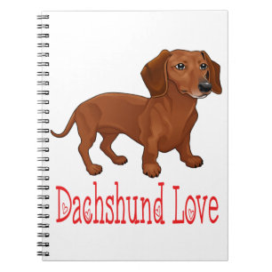 Dachshund Tecknad Puppy Hund Kärlek Anteckningsbok