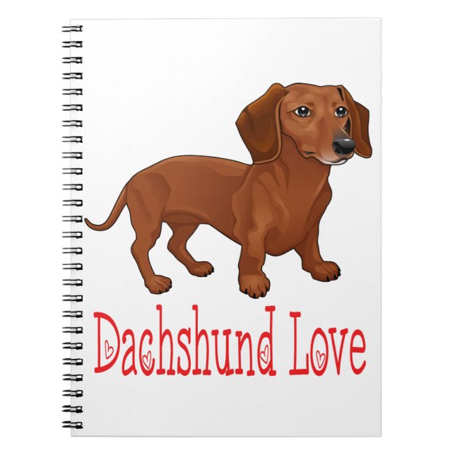 Dachshund Tecknad Puppy Hund Kärlek Anteckningsbok (Framsidan)