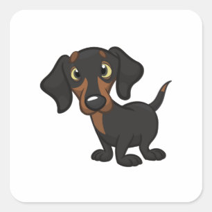 Dachshund tecknad söt hund fyrkantigt klistermärke