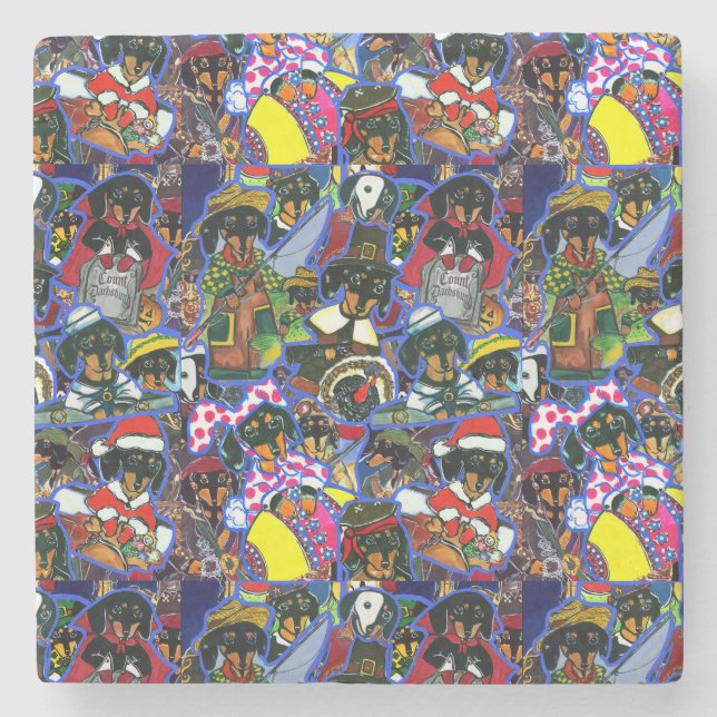 Dachshund Tecknads Stenunderlägg (Framsidan)