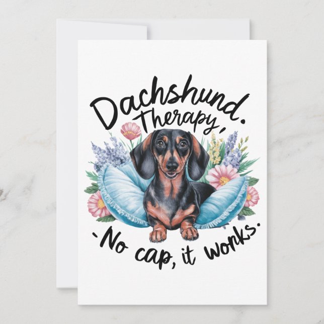 Dachshund Terapi Inget Tak Det Fungerar Inbjudningar (Framsida)