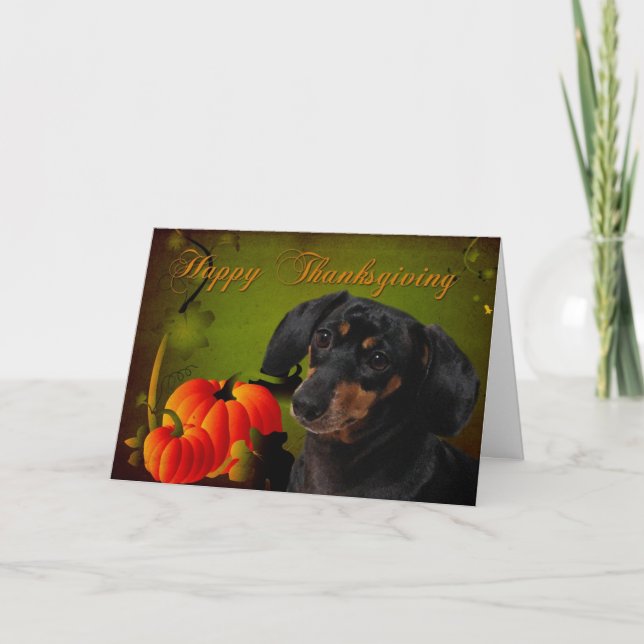 Dachshund Thanksgiving Card Helgkort (Framsida)