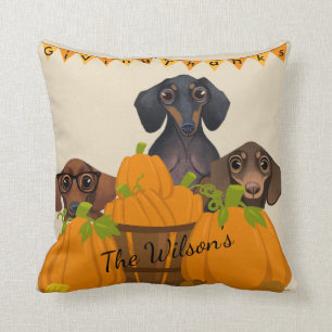 Dachshund Thanksgiving Dekorativ kudde