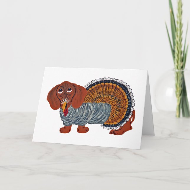 Dachshund Thanksgiving-kalkon Inbjudan (Framsida)
