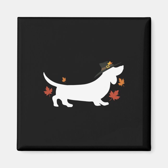 Dachshund Thanksgiving Pilgrim Fall Magnet (Framsidan)