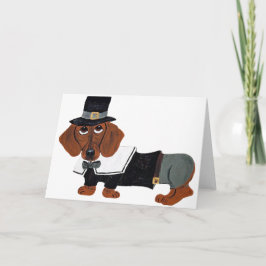 Dachshund Thanksgiving pilgrim Helgkort