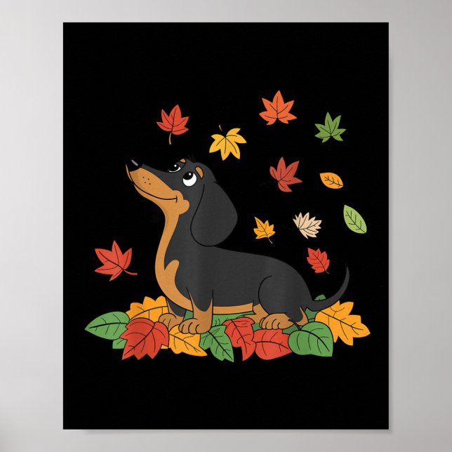 Dachshund Thanksgiving pilgrim höst höst löv  Poster (Framsidan)
