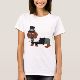 Dachshund Thanksgiving pilgrim T Shirt