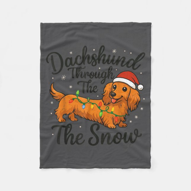 Dachshund Through The Snow Christmas Pajama Toddle Fleecefilt (Framsidan)