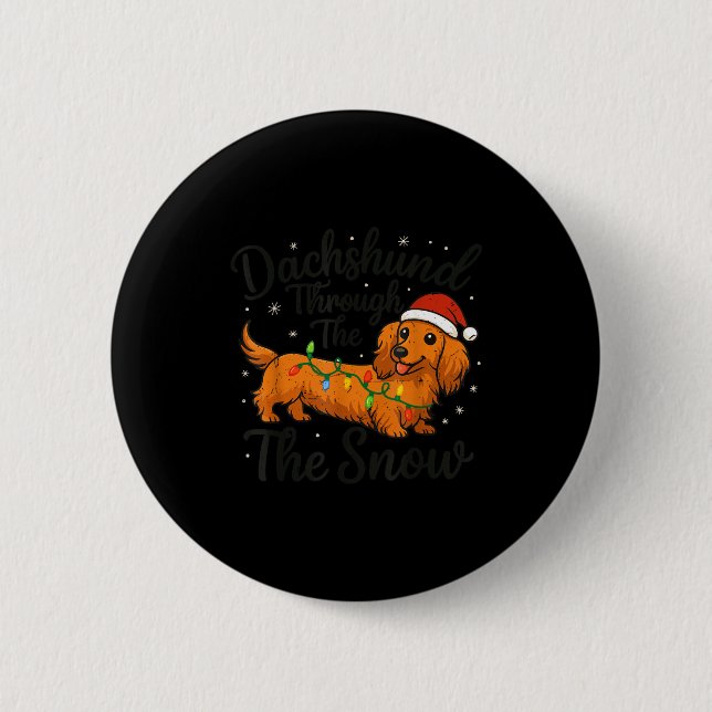 Dachshund Through The Snow Christmas Pajama Toddle Knapp (Framsida)