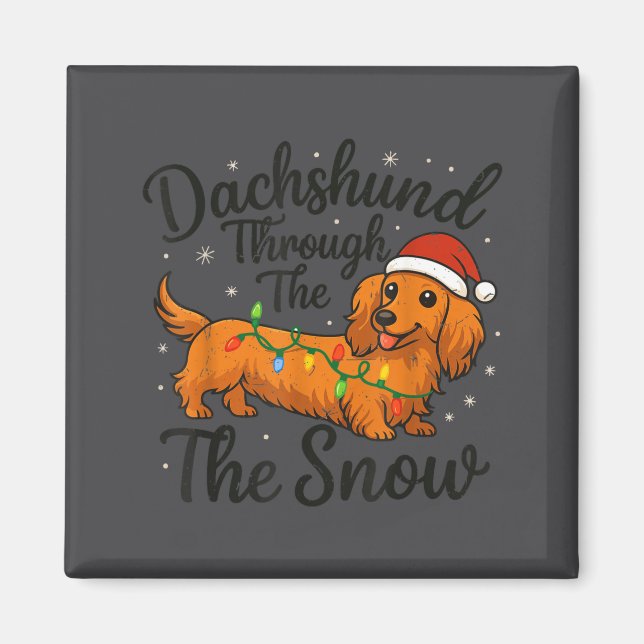Dachshund Through The Snow Christmas Pajama Toddle Magnet (Framsidan)