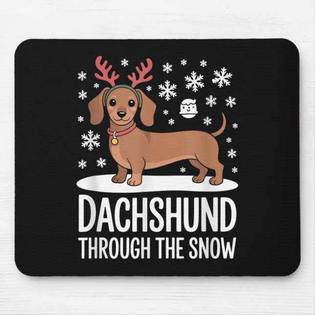 Dachshund Through The Snow Cute Reindeer Christmas Musmatta (Framsidan)