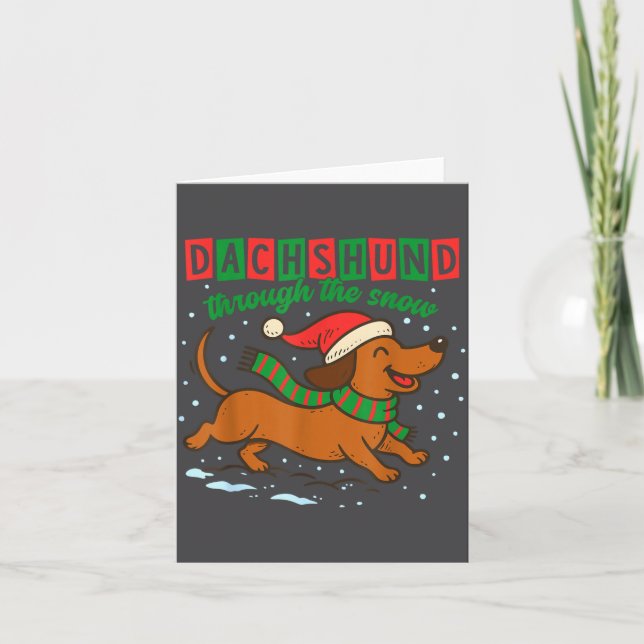 Dachshund Through The Snow Funny Christmas Wiener  Kort (Framsida)