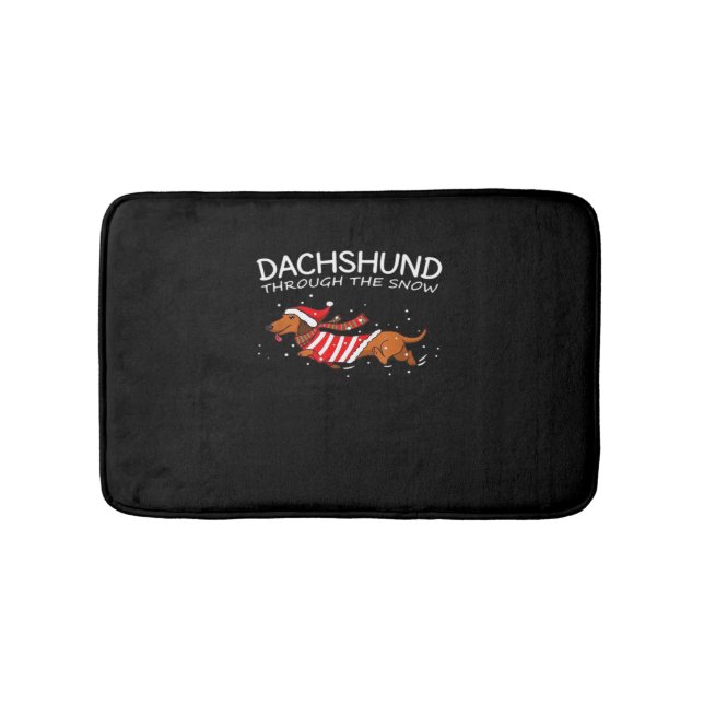 Dachshund Through The Snow Funny Dog Christmas Cla Badrumsmatta (Framsidan)