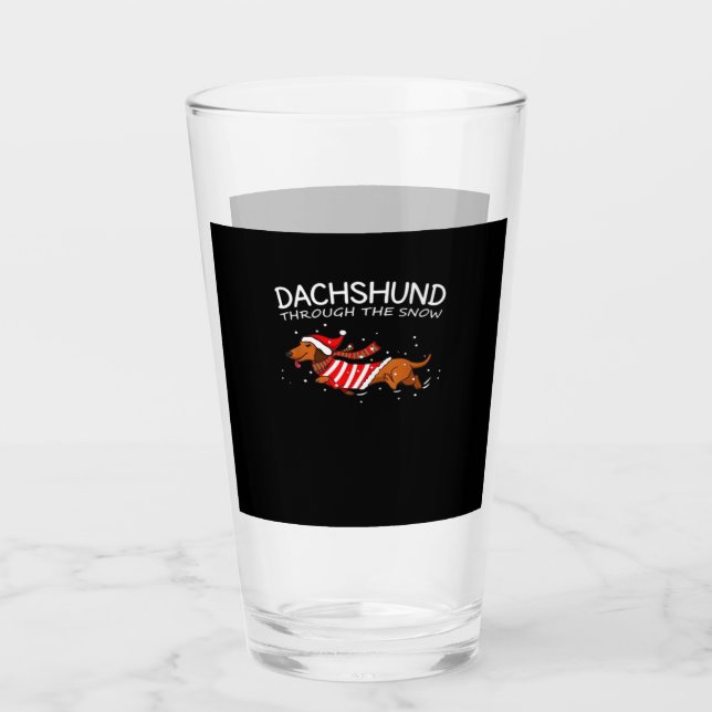 Dachshund Through The Snow Funny Dog Christmas Cla Glaskopp (Framsida)