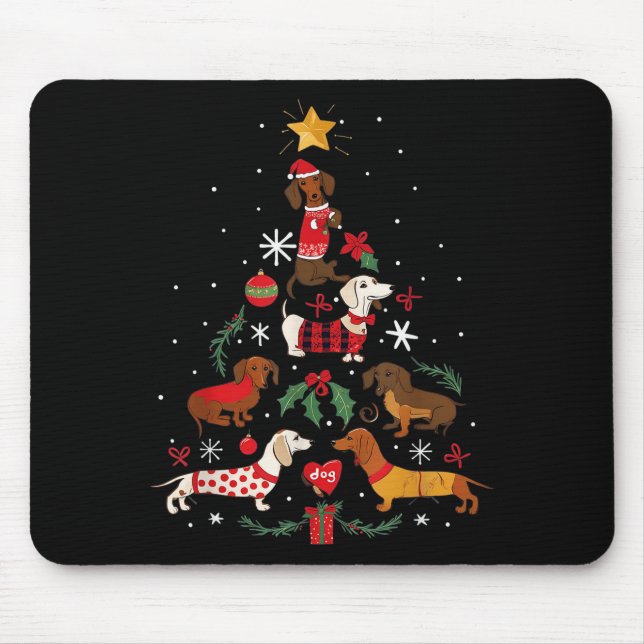 Dachshund Through The Snow Funny Dog Christmas Tre Musmatta (Framsidan)