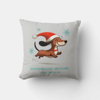 Dachshund through the Snow puppy dog Christmas Kudde