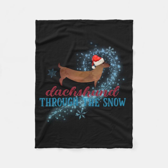 Dachshund Through The Snow Santa Dog Christmas T S Fleecefilt (Framsidan)