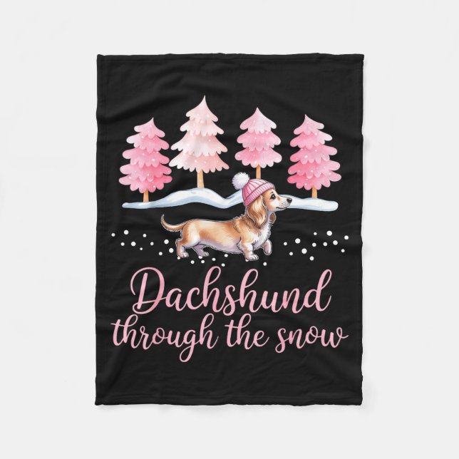 Dachshund Through The Snow Wiener Dog Christmas  Fleecefilt (Framsidan)