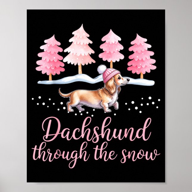 Dachshund Through The Snow Wiener Dog Christmas  Poster (Framsidan)