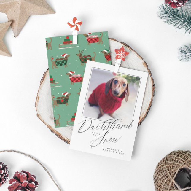 DACHSHUND THRU, lägg till ditt foto i SNÖ (Skapare uppladdad)