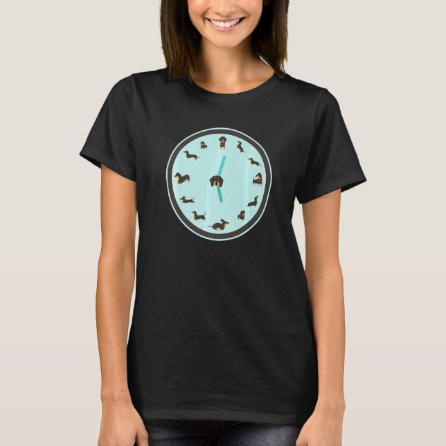 Dachshund Time Cute Dachshund Wiener Hund Clock T Shirt (Framsida)