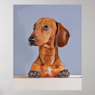 Dachshund Tittar Away Doxie Hund Birthday Poster