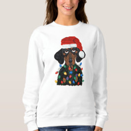 Dachshund tomte intrasslad i julgransbelysning t shirt