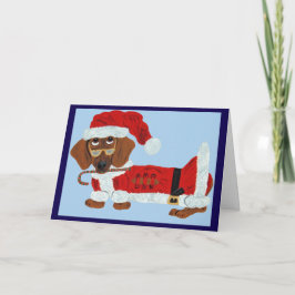 Dachshund Tomte med en sockerdrickpinne Kort