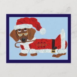 Dachshund Tomte med en sockerdrickpinne Vykort