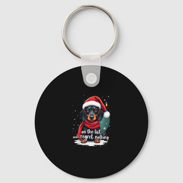 Dachshund Tomte På Den Stygga Listan Dachshund Jul Nyckelring (Framsida)