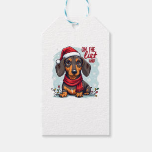Dachshund Tomte På Den Stygga Listan Dachshund Jul Presentetikett
