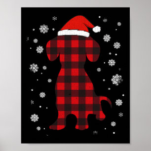 Dachshund tomtehatt hundälskare jul poster
