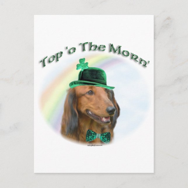 Dachshund Top of the Morn'; Dachshund St. Patrick Vykort (Framsida)