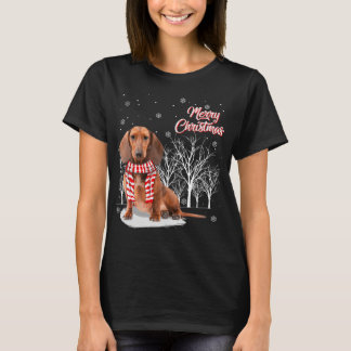 Dachshund Träd God jul Dachshund Julafton för T Shirt
