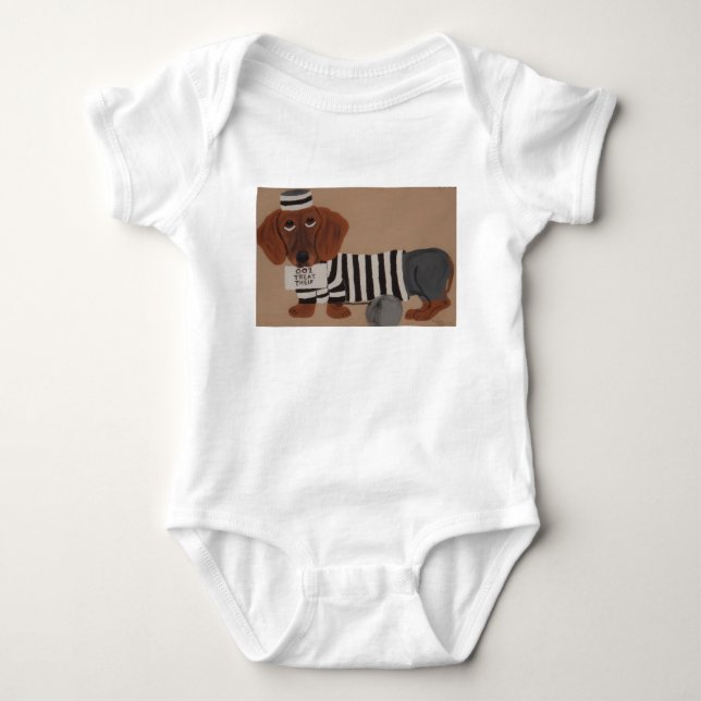 Dachshund Treat Thief inmate T Shirt (Framsida)